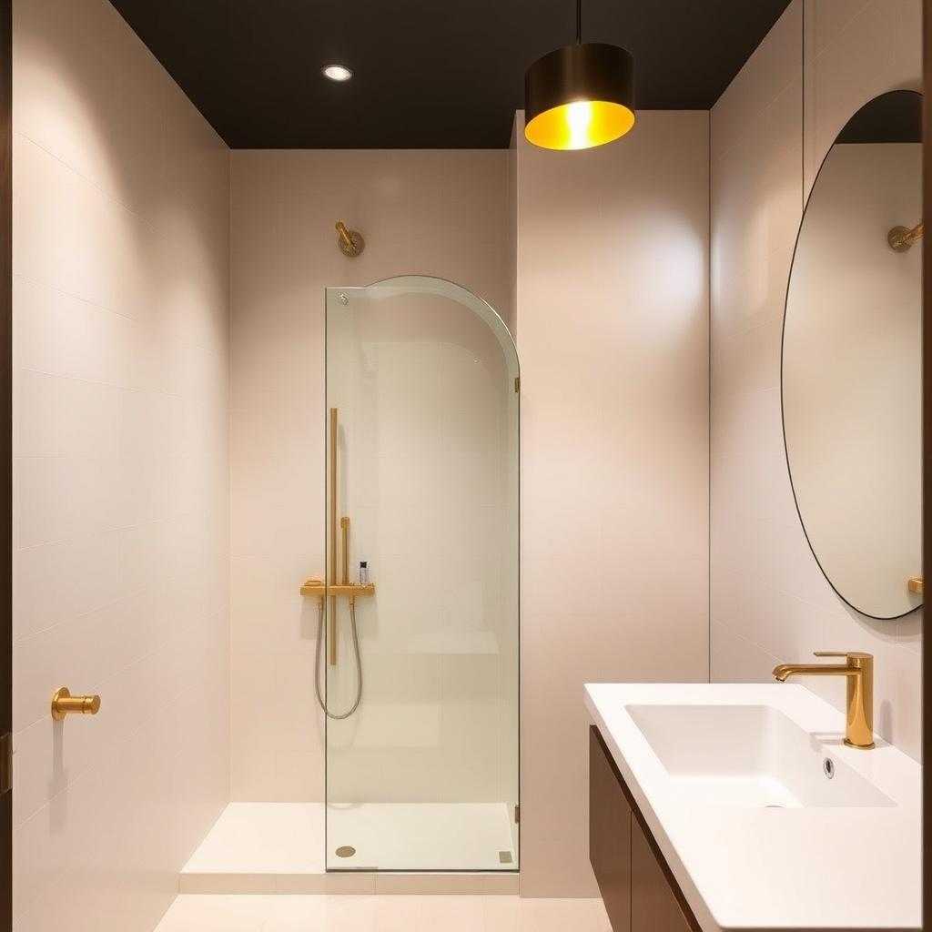 Full bathroom renovation with arched shower wall in Mont Kiara